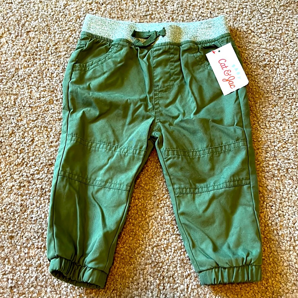 Cat & Jack Olive Joggers.  BNWT. 6-9 months